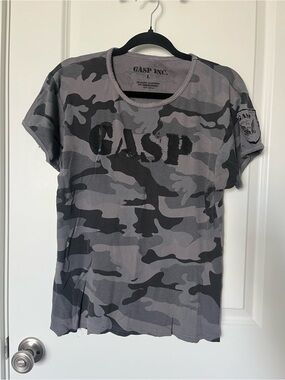 GASP INC. Gray Camo Logo Tee